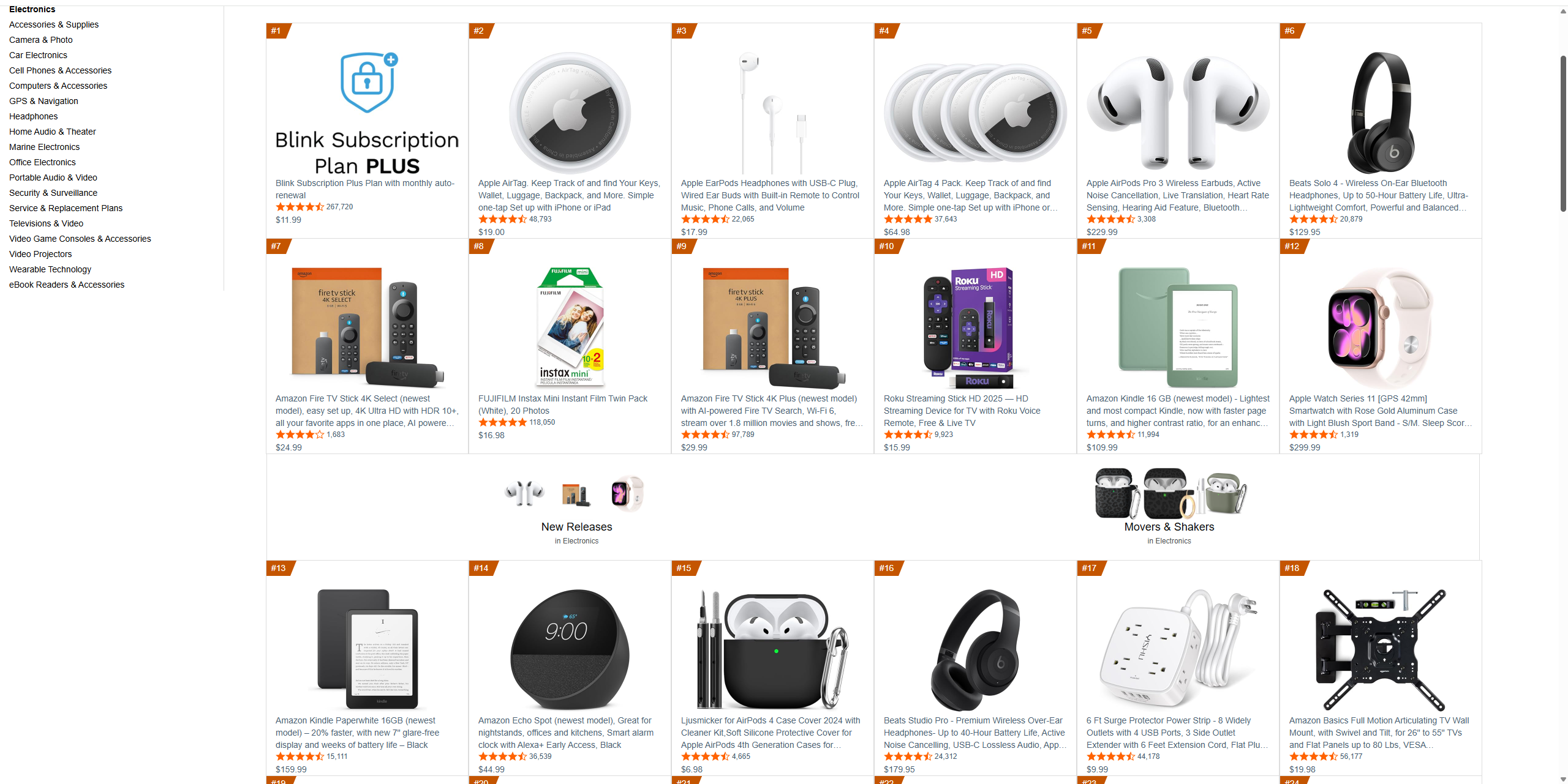 Amazon Best Sellers in Electronics