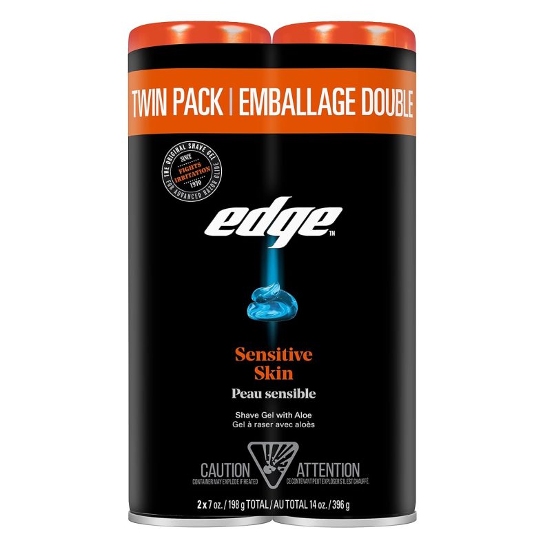 Edge Sensitive Skin Shave Gel for Men, Twin 7oz Pack, 14 oz Total