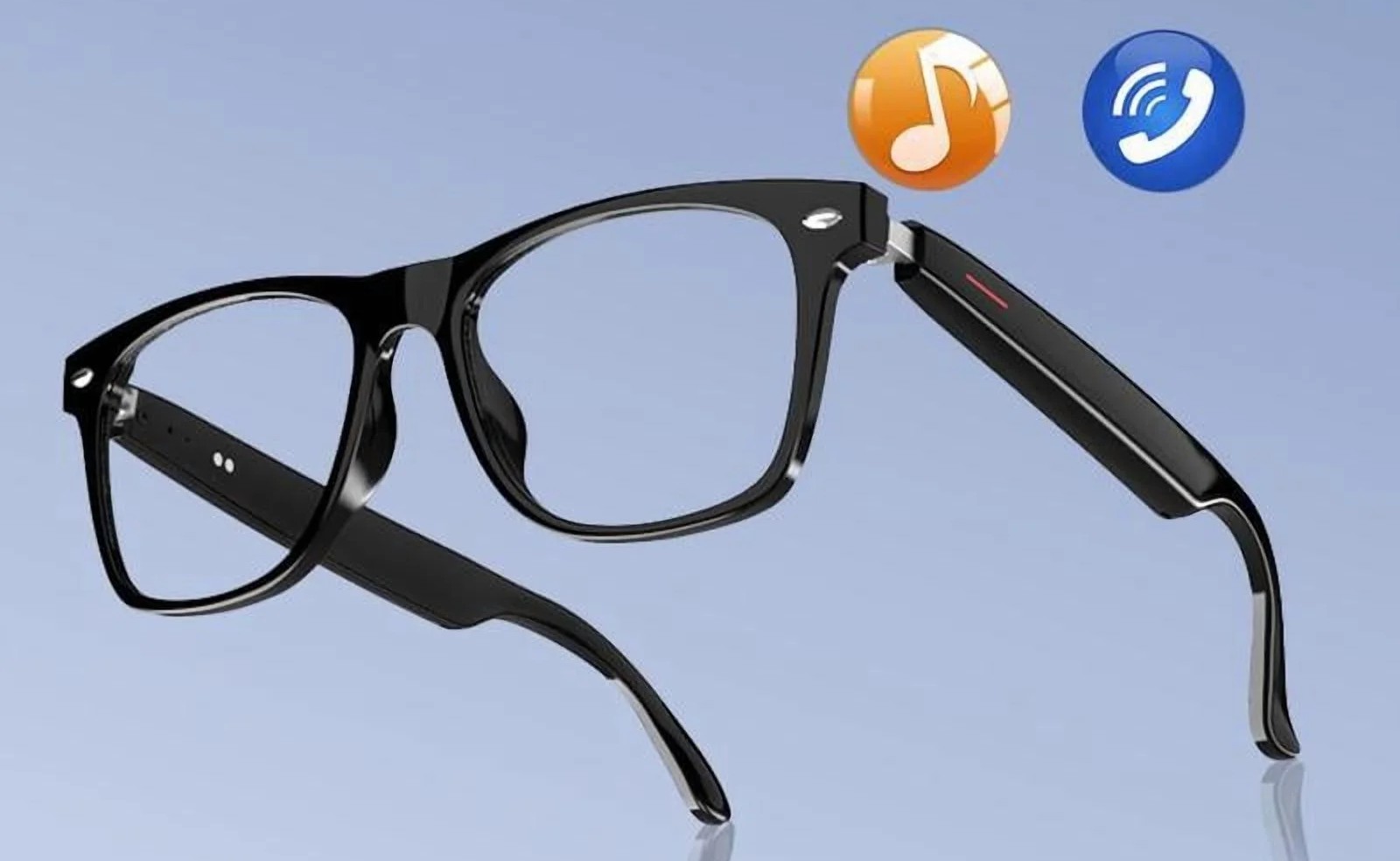 Smart Glasses, Wireless Headphone Transparent Lens Glasses for Listening To Music & Calling, Creative Smart Sports Sunglasses with Mic